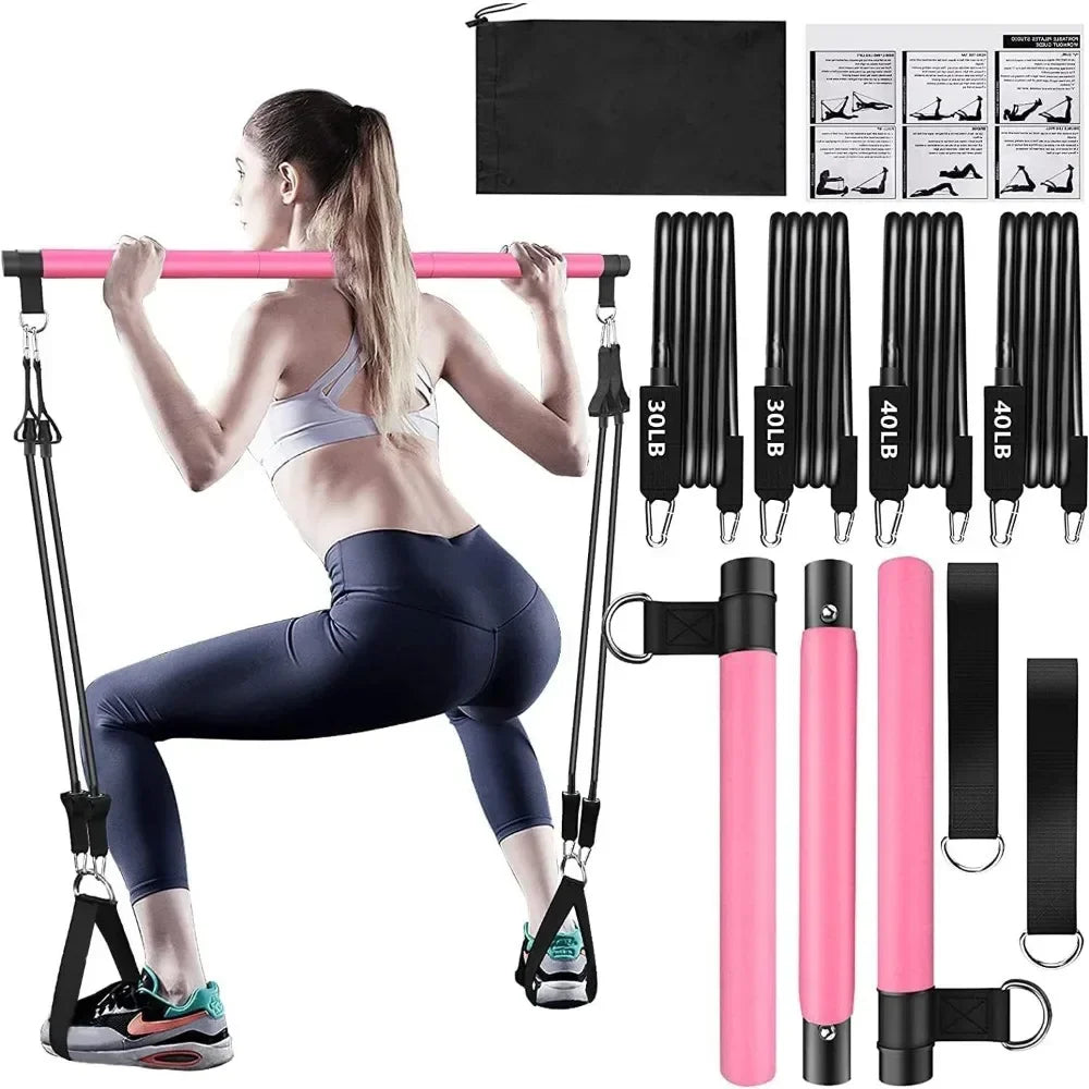 Barra portátil de pilates con banda de resistencia