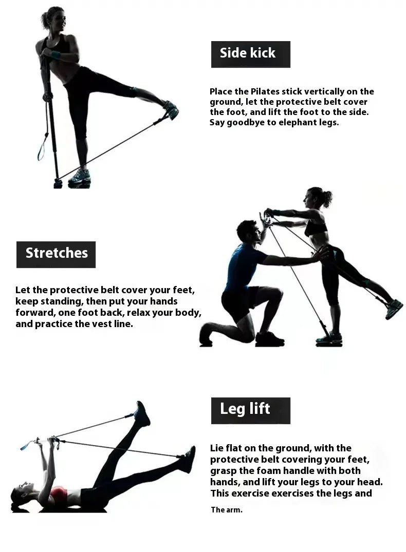 Kit de pilates con barra ajustable y bandas