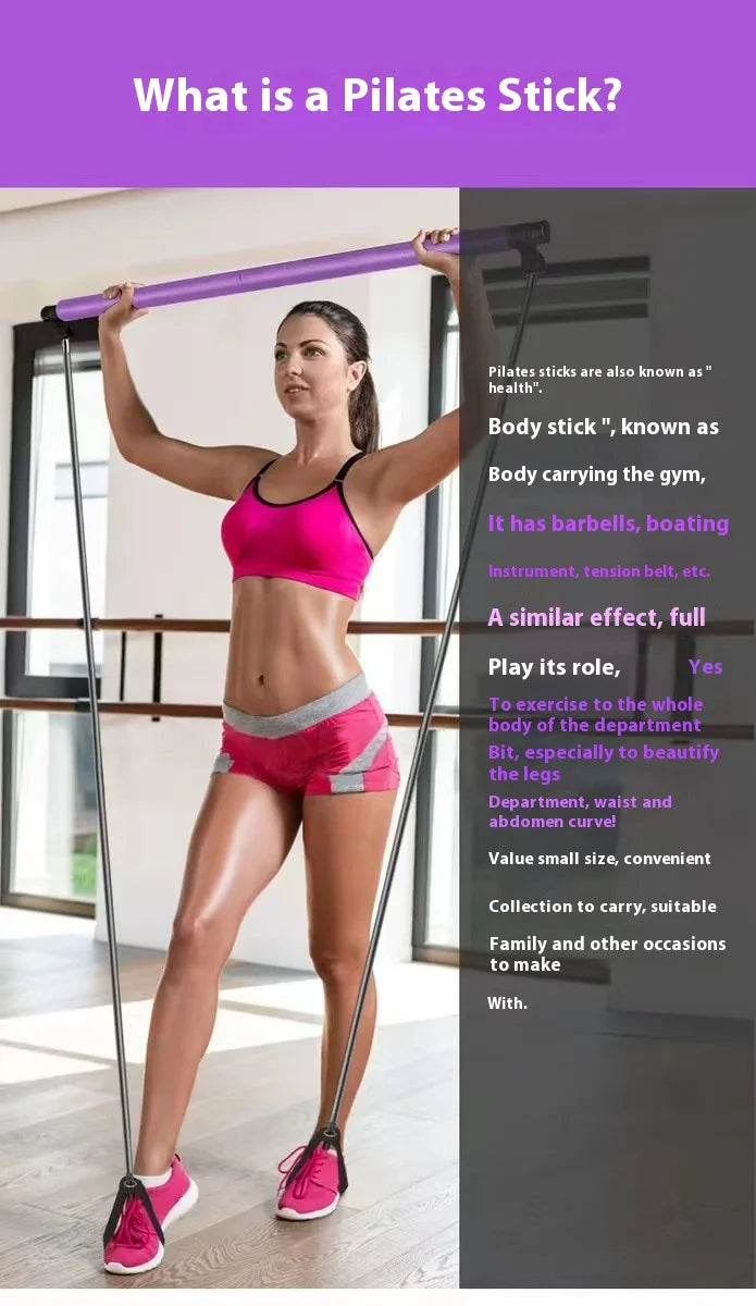 Kit de pilates con barra ajustable y bandas
