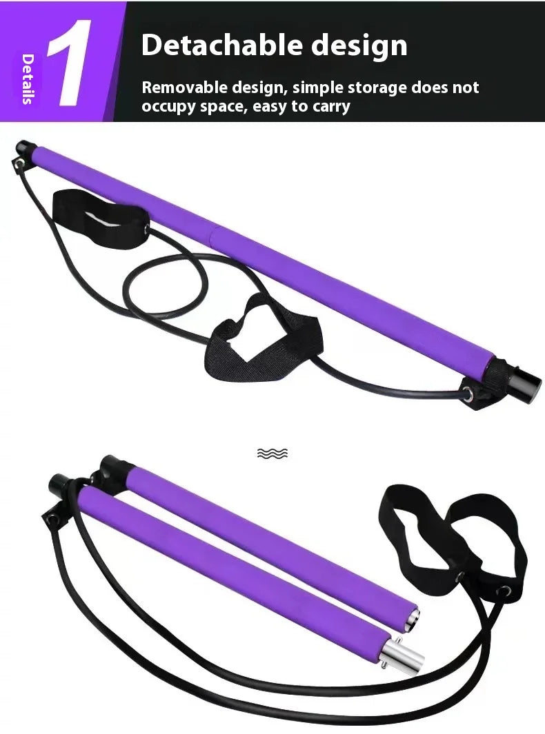 Kit de pilates con barra ajustable y bandas