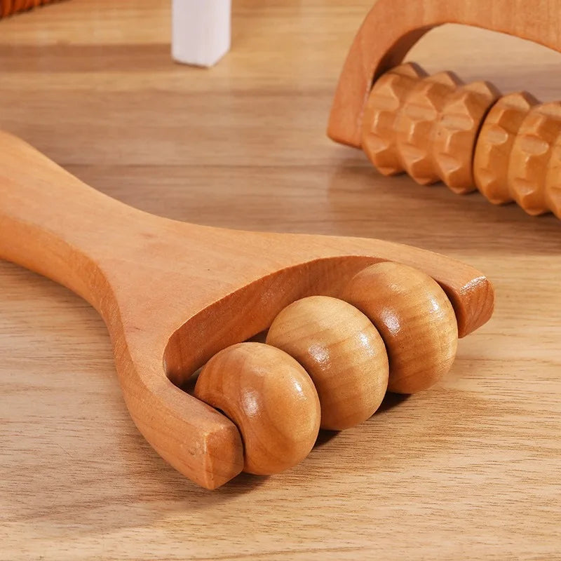 Set masajeador facial de madera