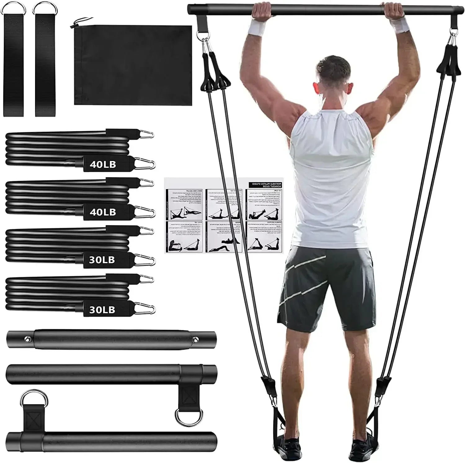 Barra portátil de pilates con banda de resistencia