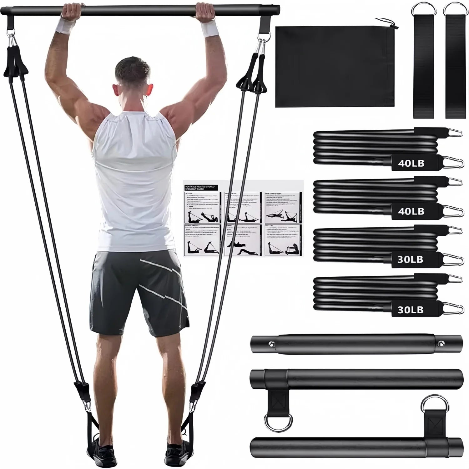 Barra portátil de pilates con banda de resistencia