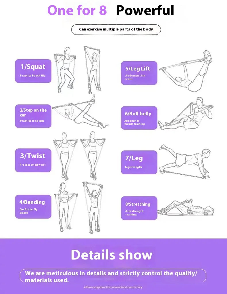 Kit de pilates con barra ajustable y bandas
