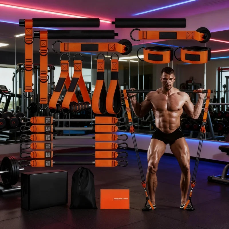Set de pilates todo en uno con barra y bandas