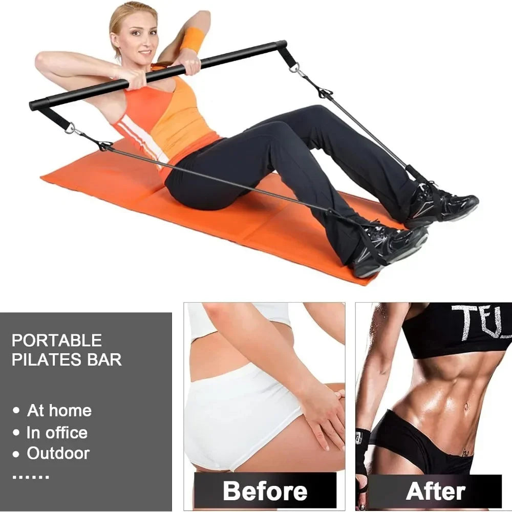 Barra portátil de pilates con banda de resistencia