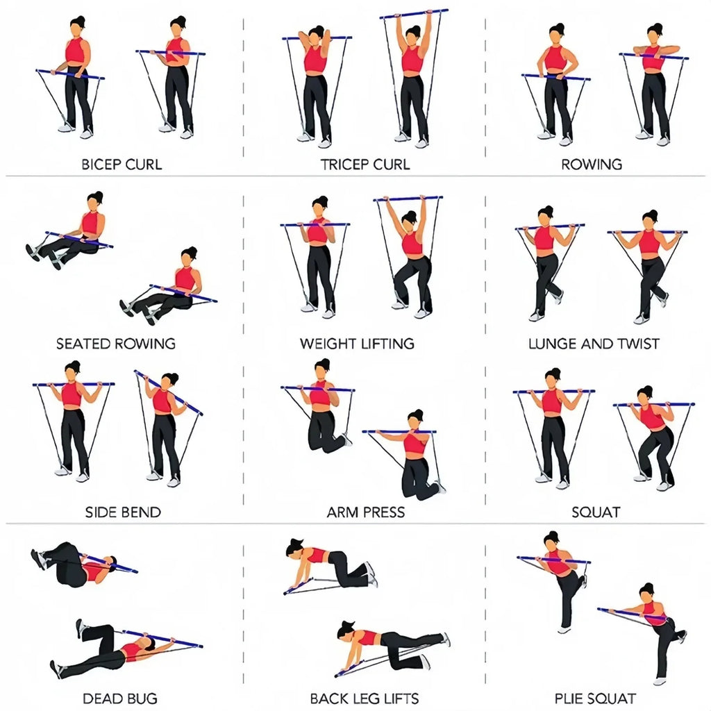 Barra portátil de pilates con banda de resistencia