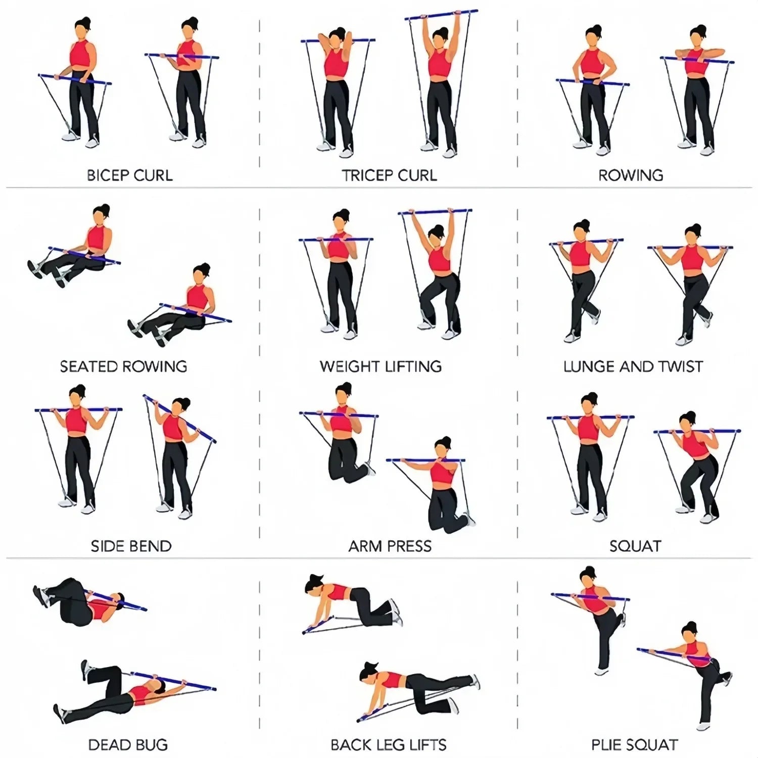 Barra portátil de pilates con banda de resistencia