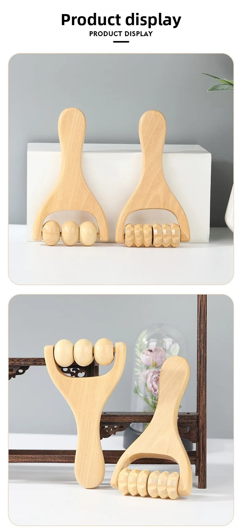 Set masajeador facial de madera